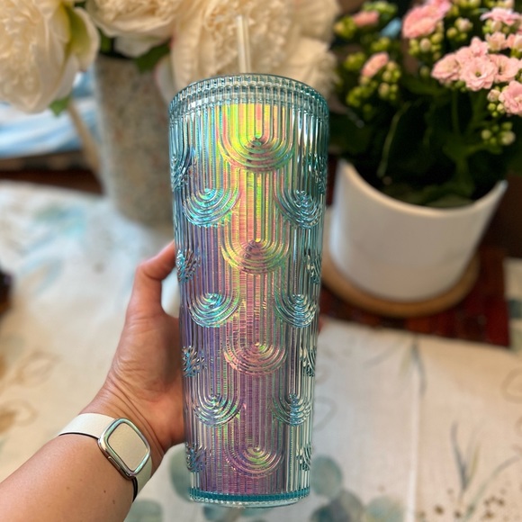 Starbucks 2022 Spring Mermaid Iridescent Holographic Wave  - Plastic Cold Cup - - Picture 2 of 7